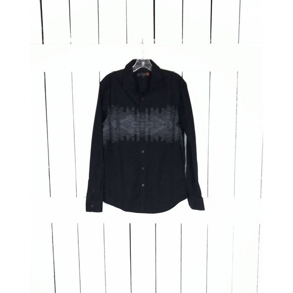 Vintage 90s Guess black and grey long sleeve button down shirt - Picture 1 of 4